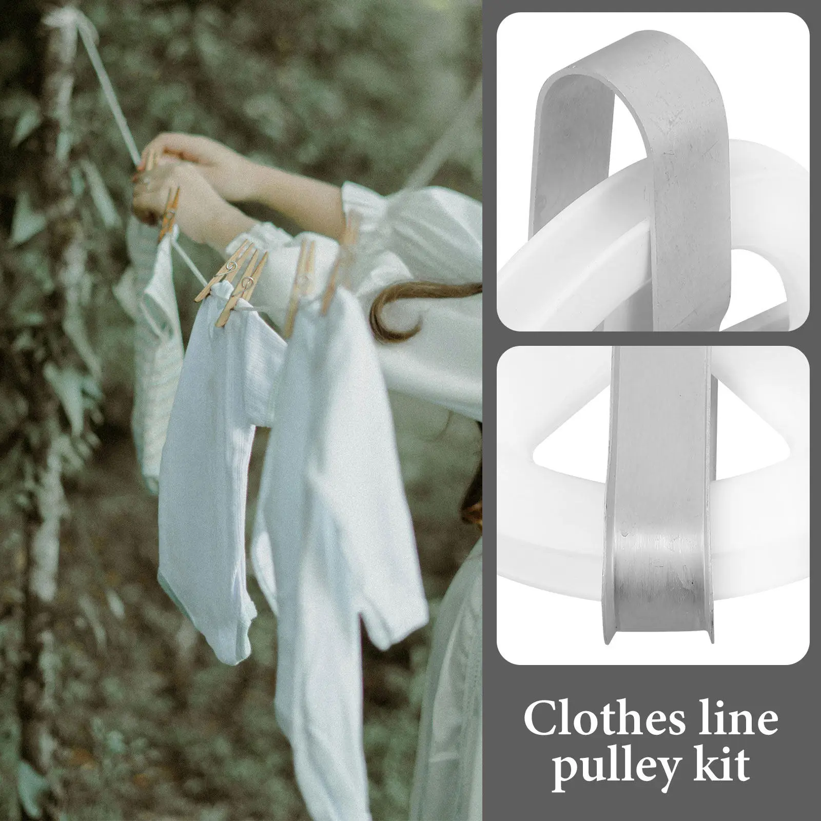 Aluminum Alloy Clothesline Pulley Outdoor Drying Line Easy Pull Rope System Non Slip Secure Hanging