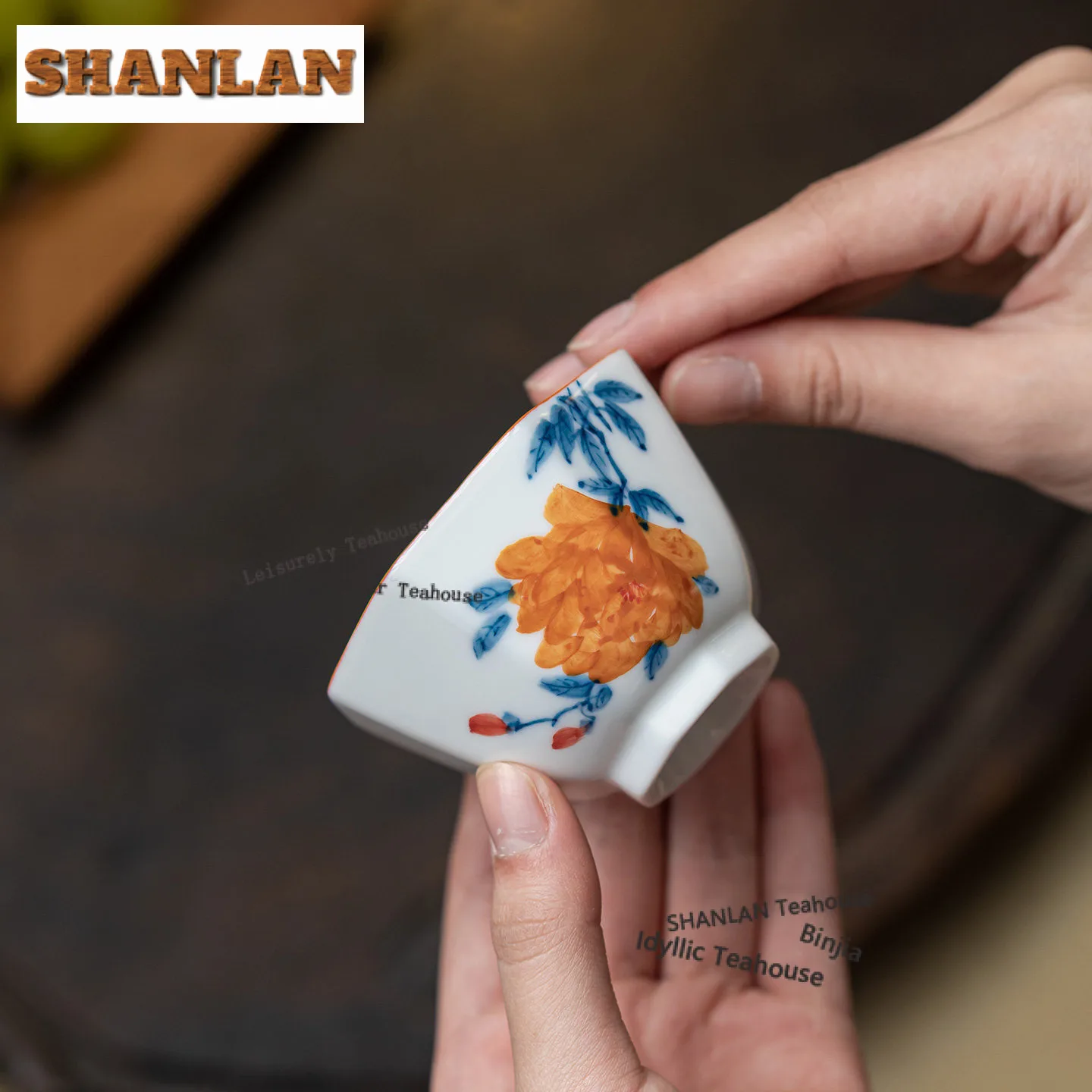 80ml Hand-painted Peonies Octagonal Teacup Elegant Tea Bowl Tea Pair Tea-tasting Meditation Cup Jianzhan Master Cups Chinese Tea