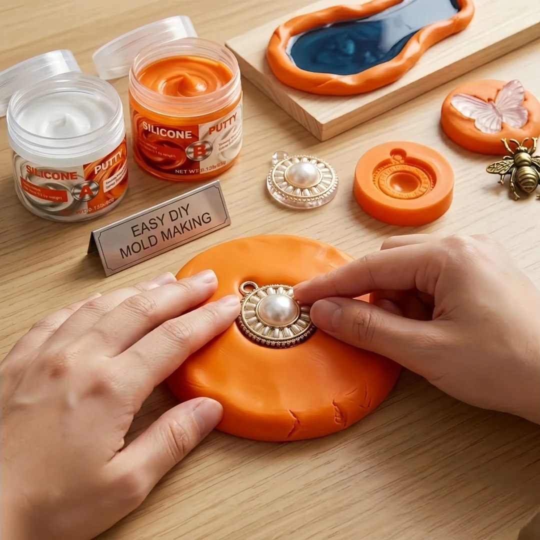 Silicone Putty DIY Crafting Set Flexible Long-lasting For Resin Art Projects Molds (Orange) view 5