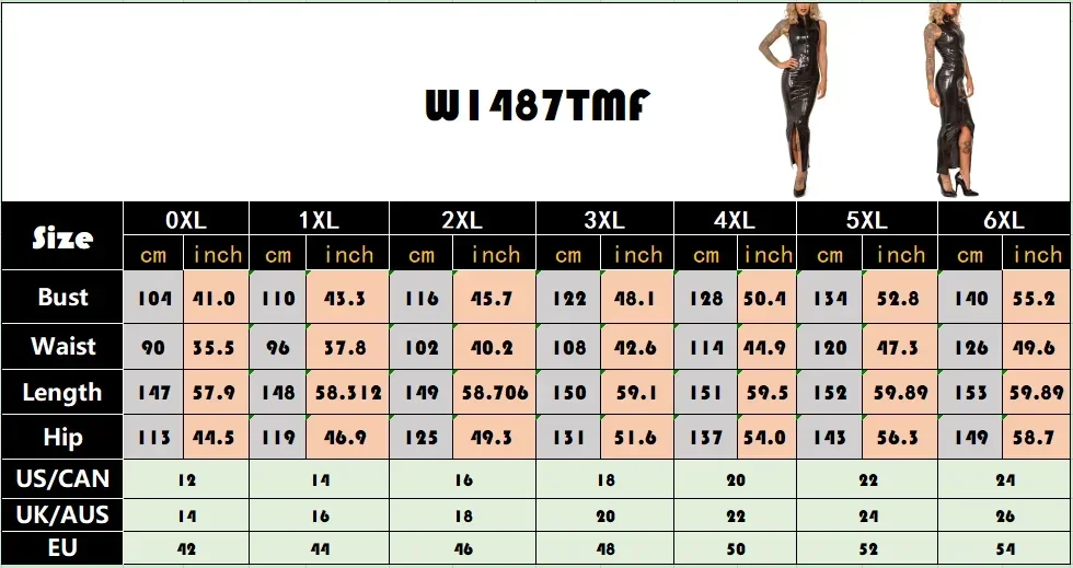 Sexy schwarzes, glänzendes Latex-Bodycon-Kleid für Damen, hochgeschlossen, ärmellos, mit Reißverschluss vorne, langes Maxikleid, elegante Clubwear, Party-Mode-Outfits – Detail 1