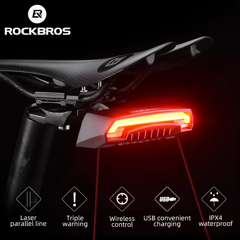 ROCKBROS Bike Tail Light USB Rechargeable Wireless Waterproof MTB Safety Intelligent Remote Control Turn Sign Bicycle Light Lamp