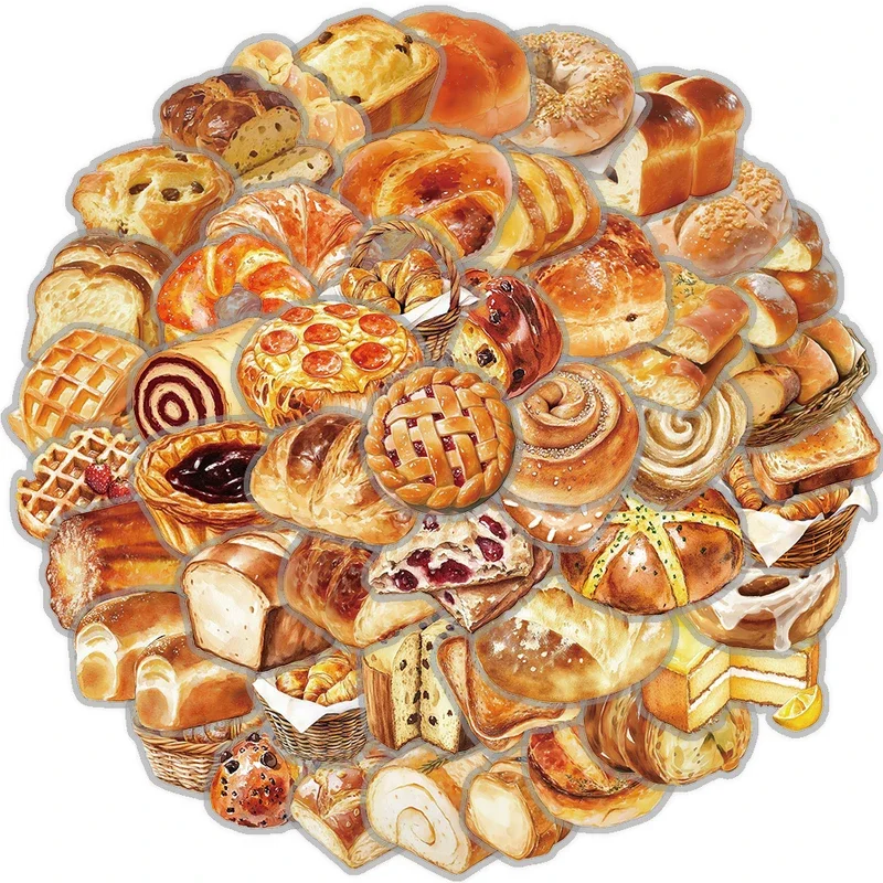 10/30/50Pcs Cute baking bread Stickers Nostalgic Waterproof Scrapbooking Creative Paper Laptop Luggage Waterproof Gifts Sticker