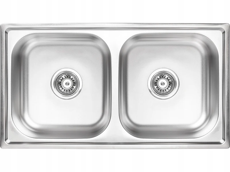 Kitchen sink steel recessed 2-way 78x43 cm