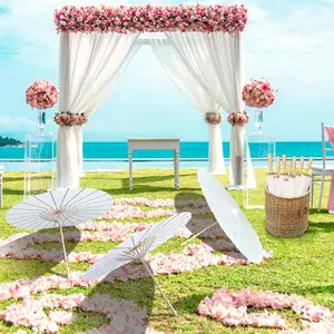 Weiße Regenschirme der Rolle der Ehe mit chinesischer Holzfaust, rustikaler DIY der Fotografie, Babypartyparty, 60 cm, 84 cm 9 Hauptverkäufe hölzerne Holzwache - №2