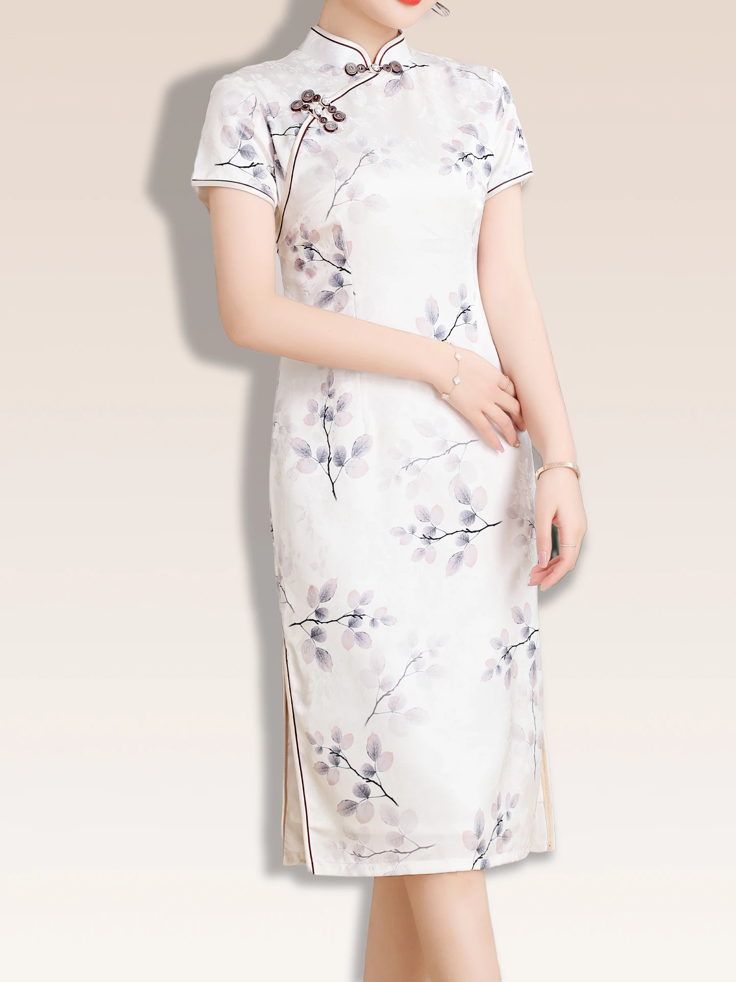 ele-white-silk-dr-for-women-retro-sle-mid-length-skirt-design-daily-wear-breathable-ort-sve-dr