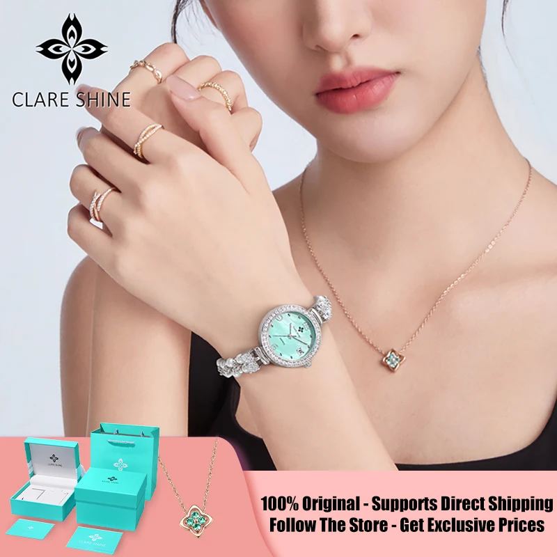 

Женские часы CLARE SHINE 7703 серии Pearlescent с маленькой перламутровой кварцевой вставкой и инкрустированным механизмом.