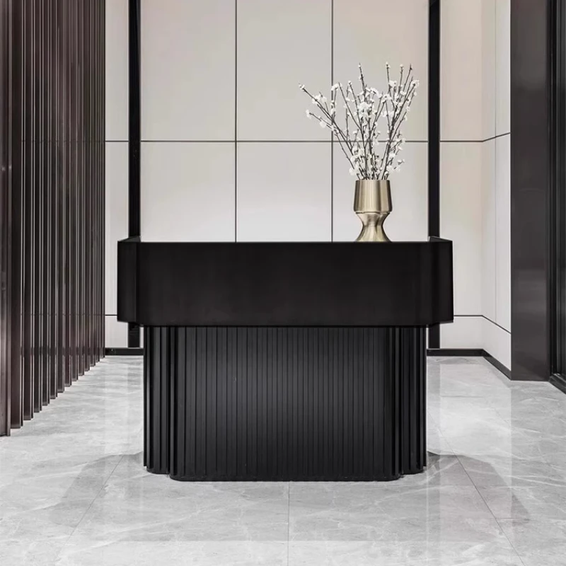 #Office Reception Desk Modern Nordic Luxury High End Sales Office Modern Hotel Welcome Stainless Steel Cashier Desk Creative