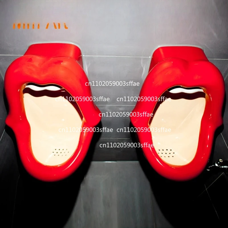 1PCS red lip urinal  adult wall mounted back inlet urine devic for hotel bar  washroom sanitary  pissing female urinal device