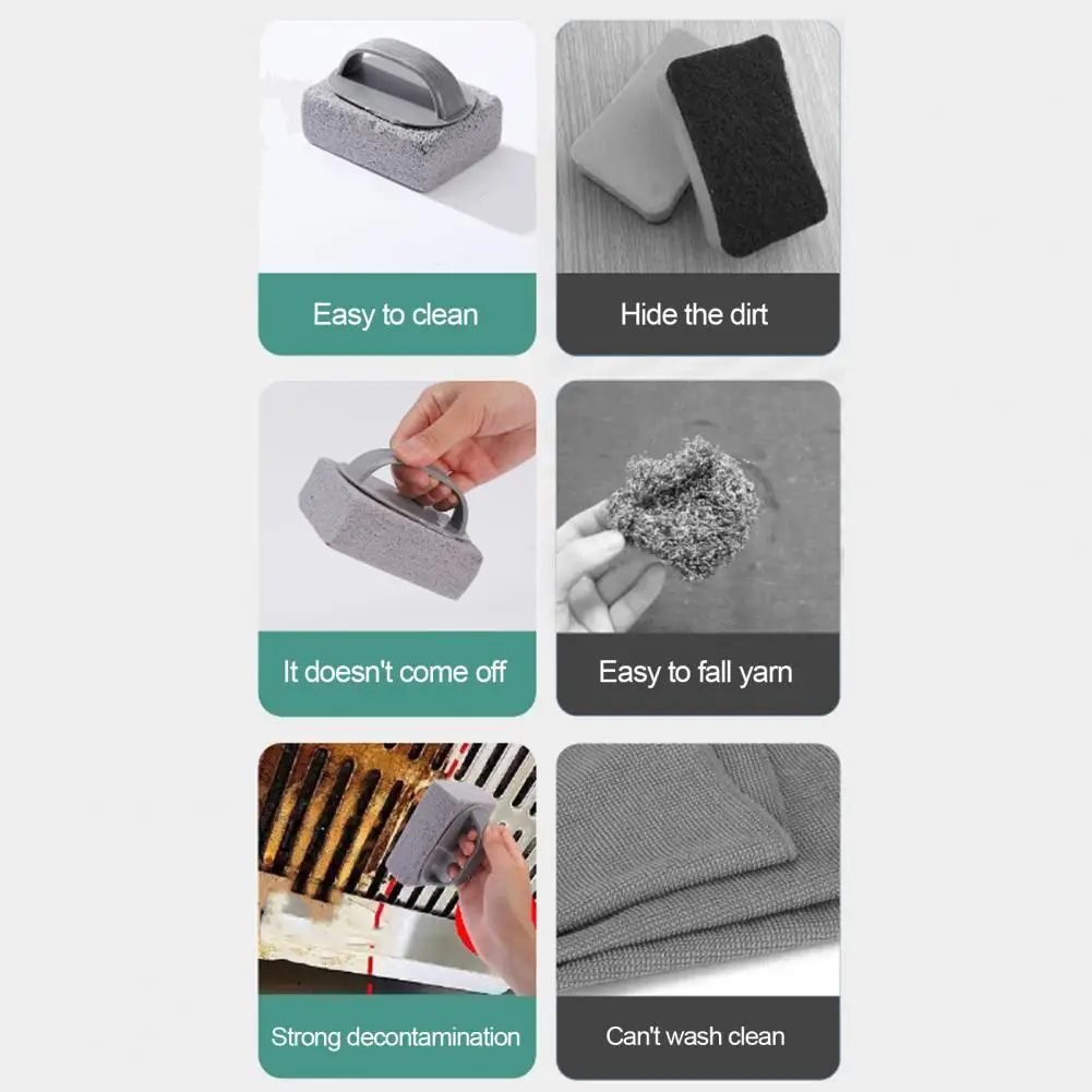 Pool Tile Cleaner 3/6 Pcs Handheld Bricks Set Pumice Stone Scrubbing Blocks with Handle Rust Calcium Stain Remover for Pools