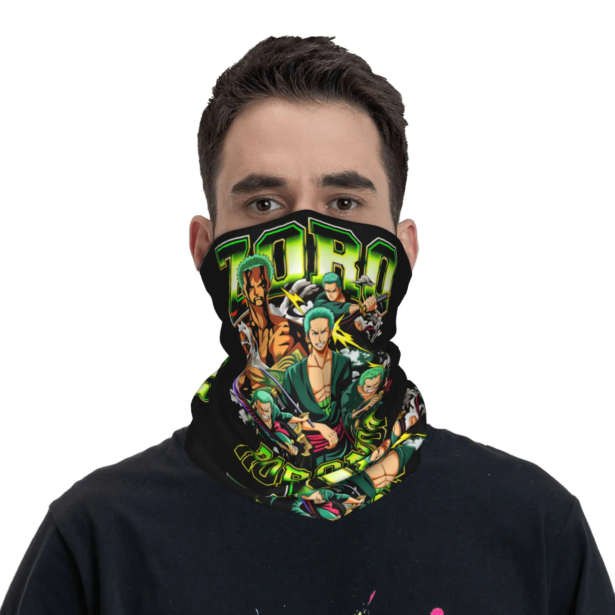Roronoa Zoro One Piece  Bandana Neck Gaiter UV Protection Face Scarf Cover Men Women Anime  Headband Tube Balaclava