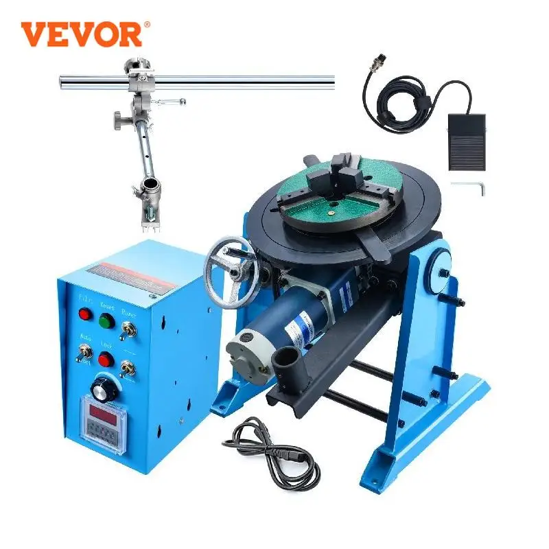 VEVOR Rotary Welding Positioner 50KG 0-90° Welding Positioning Turntable Table 0.5-6RPM 120W with 12.4 Inch 3-Jaw Lathe Chuck