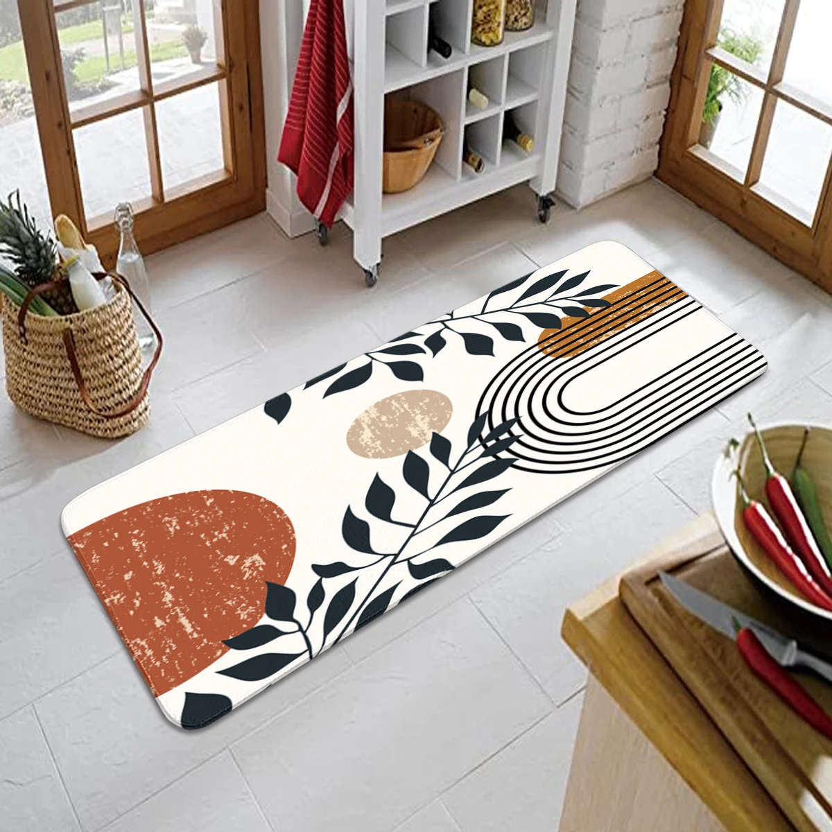 1 piece of artistic abstract black leaf home living room carpet, bedroom sofa, coffee table carpet, new floor mat