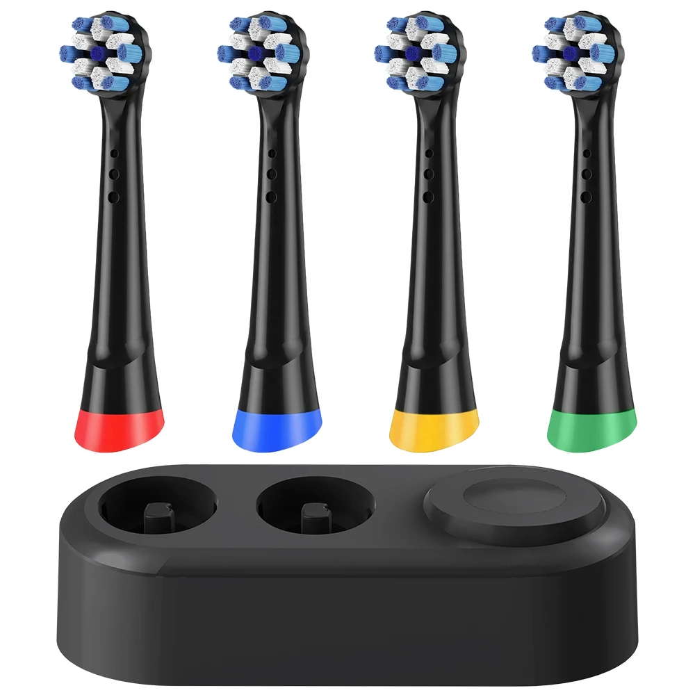 

4x Replacement Brush Heads and Magnetic Charger Base for Home and Travel, Compatible with Oral B iO 7 8 9 10 Electric Toothbrush