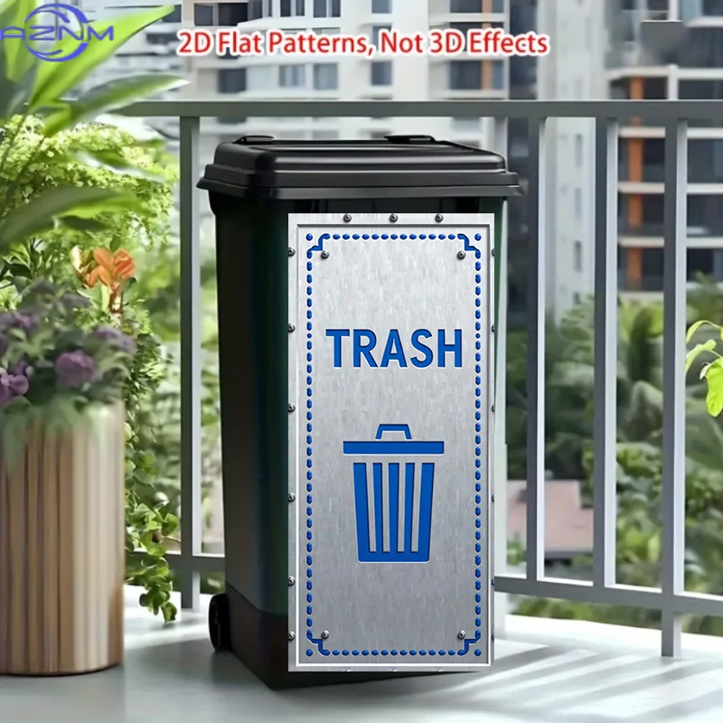 Trash Can Sticker Featuring a Blue-label Trash Can Pattern Theme. This Matte-finish Sticker Is Suitable for Decorating Both In