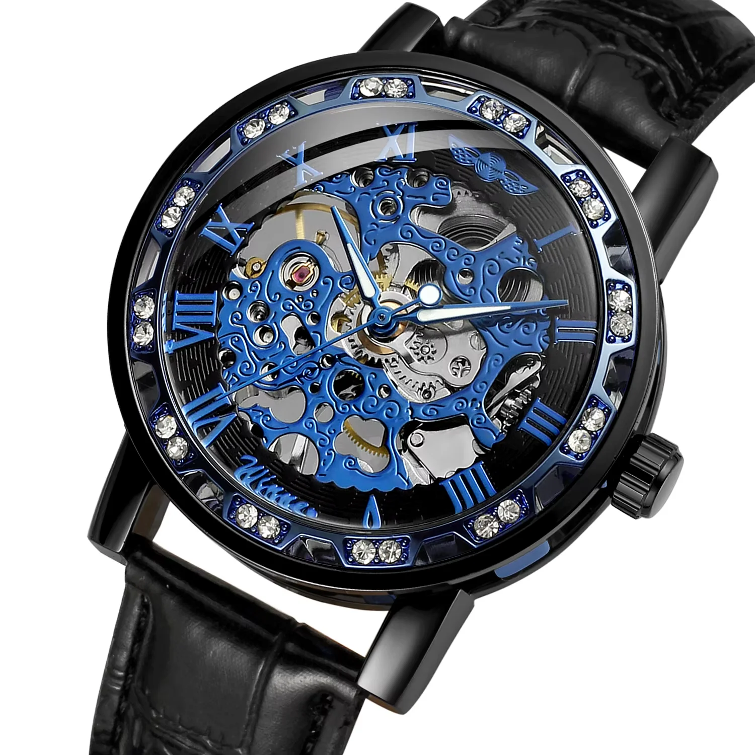 Multi-color mechanical watch T-Winner Watch Hollowed-out Roman scale mechanical leather strap Watch Men's Watch