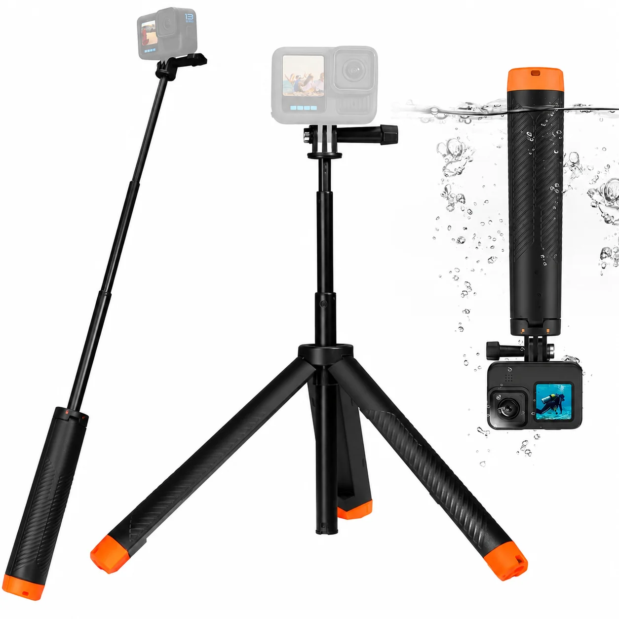 4 In1 Floating Selfie Stick Tripod For GoPro DJI AKASO Osmo Action Camera Waterproof Extension Monopod Pole Floating Handle Grip