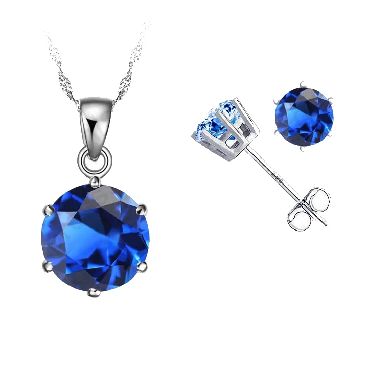 925 srebro cyrkonia biżuteria ślubna zestawy dla kobiet Rhinestone zaręczyny okrągły wisiorek zestaw kolczyków w kształcie obręczy prezent
