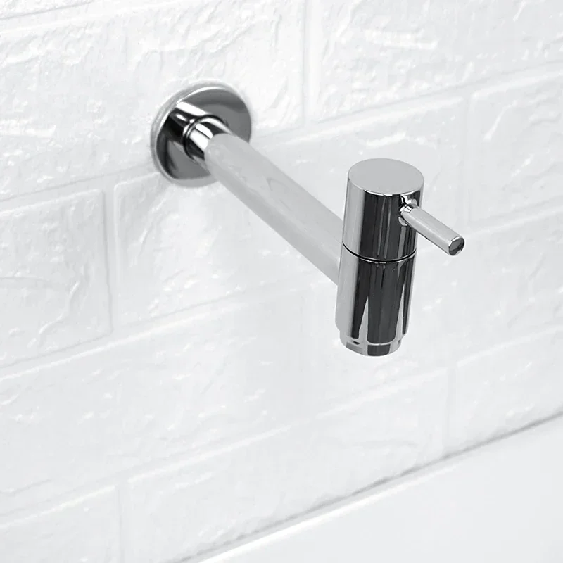 

Chrome Wall Mounted Lengthen Washing Machine Tap Mop Pool Tap Black Color Bathroom Outdoor Garden Single Cold Water Faucet