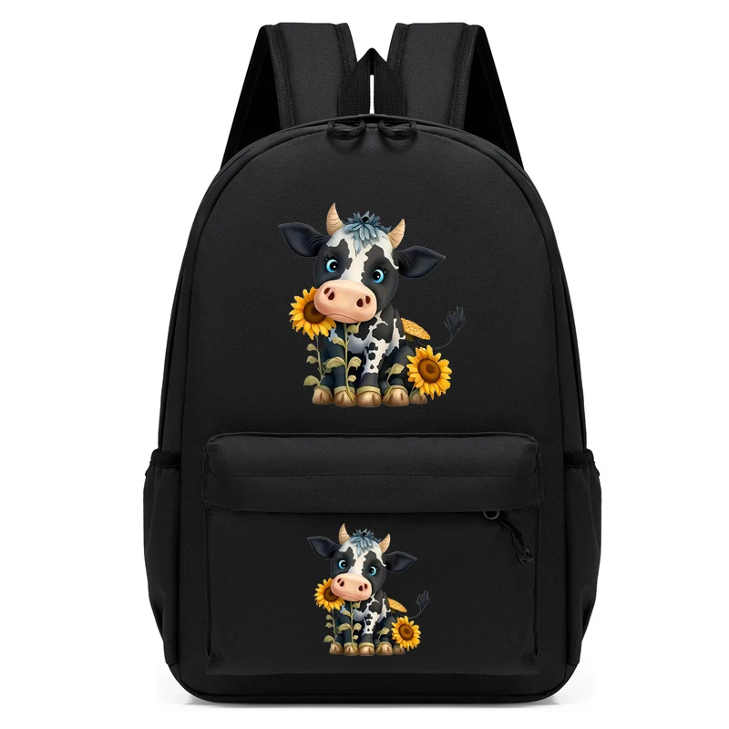 Rugzak Voor Kinderen Zonnebloem Koe Print Schooltas Kleuterschool Schattige Anime Bagpack Reizen Kinderen Boekentassen Student School Rugzak