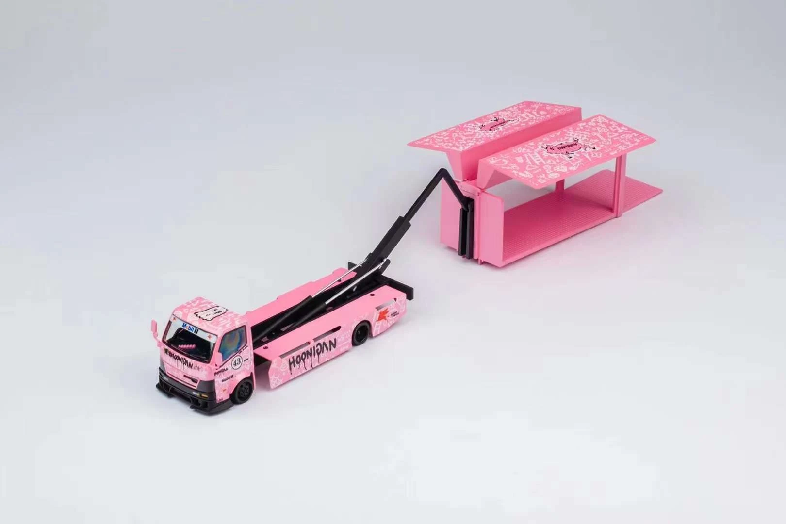 

Micro Turbo 1:64 Ken Block 43 Gull wing truck container trailer Pink Diecast Model Car