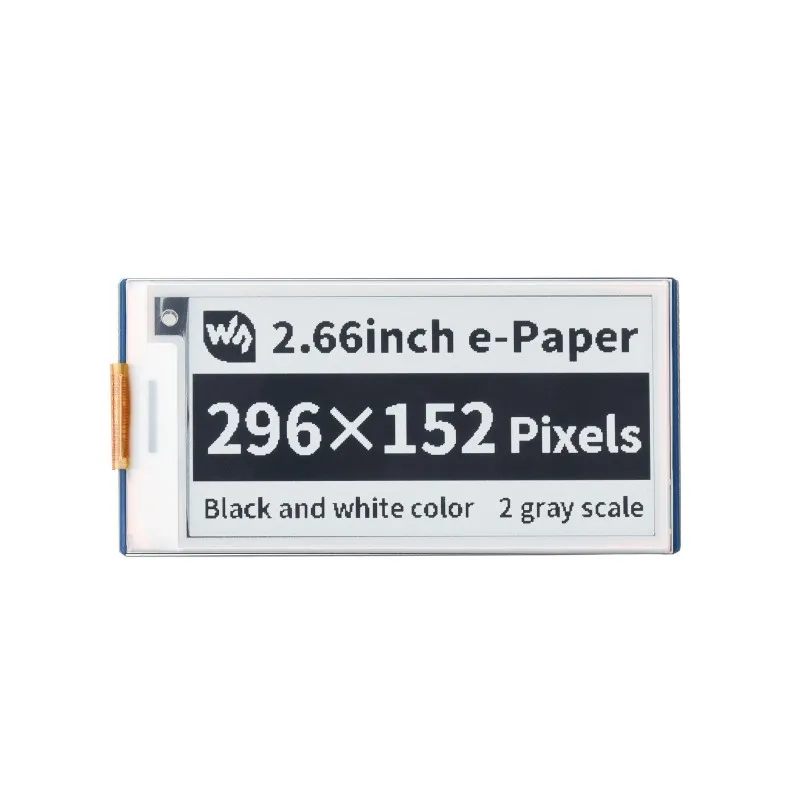 Modulo display E-Ink Waveshare da 2,66 pollici per carta elettronica per Raspberry Pi Pico, 296×152, Nero/Bianco, SPI