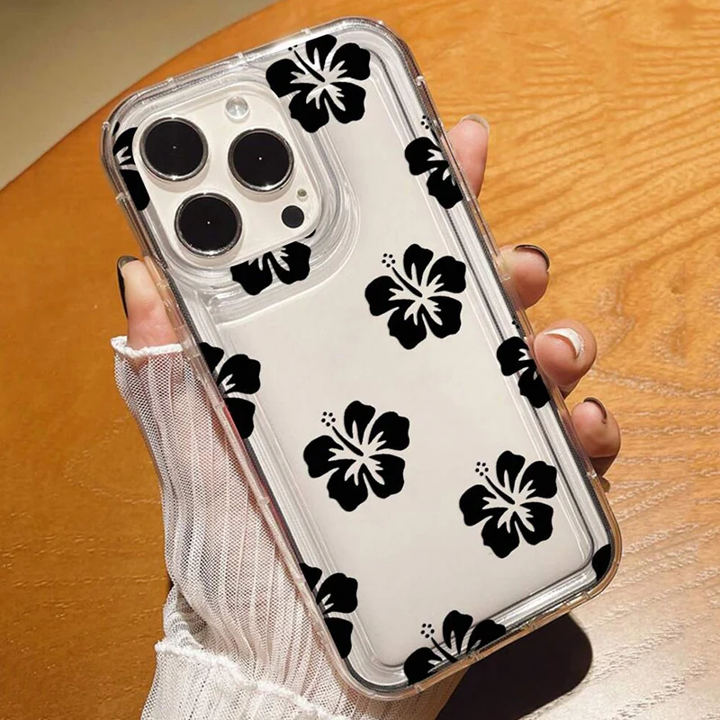 Realistic Lily Flower Print Clear Phone Case For iPhone 16 15 14