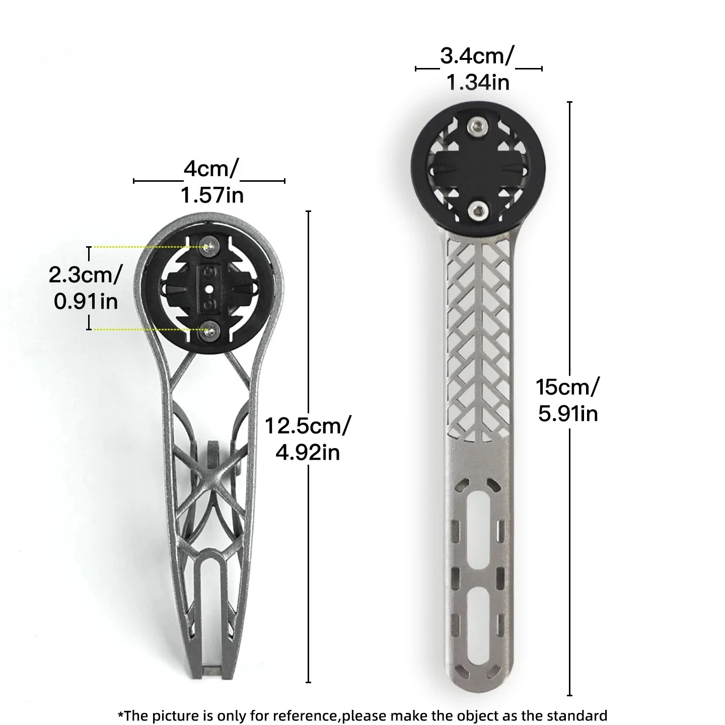 

3D Printed Titanium Alloy Bicycle Computer Extended Bracket Suitable For Garmin Universal Base With Gopro Lamp Holder