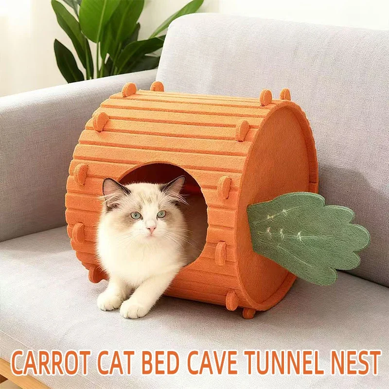 

TH Carrot Cat Villa Wear-Resistant Felt Scratching Board Removable Cat House All Seasons for Cats And Kittens