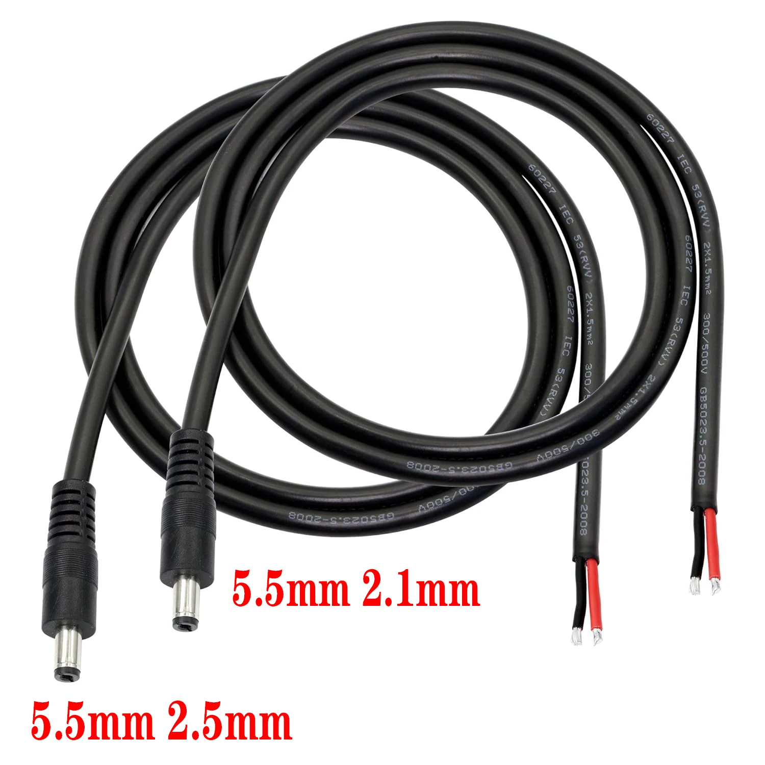 Right Angle 90 Degree DC Power 5.5mm 2.1mm Barrel Male Plug Connector To Pigtail Cable for CCTV Camera 5050 3528 LED Strip Light