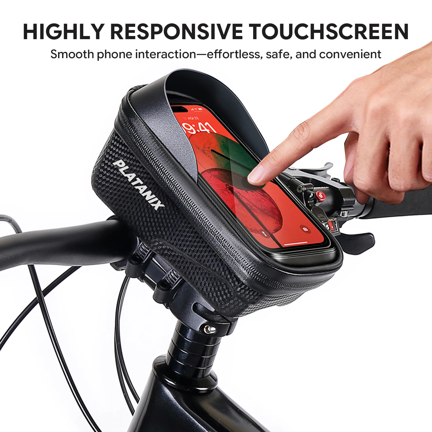 PLATANIX EVA Hard Shell Bike Top Tube Bag Quick Release Waterproof Frame Bag with Touch Screen Phone Case for MTB Road Bicycle