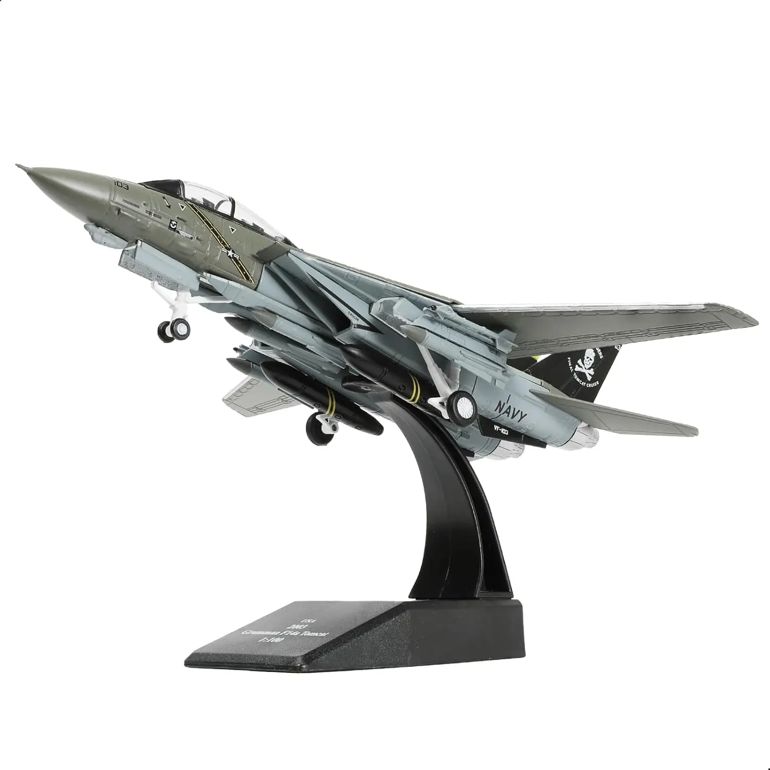 

1/100 F-14A Tomcat Metal Airplane Model Kits with Stand Diecast Alloy Fighter Model Jet Replica for Display or Gift