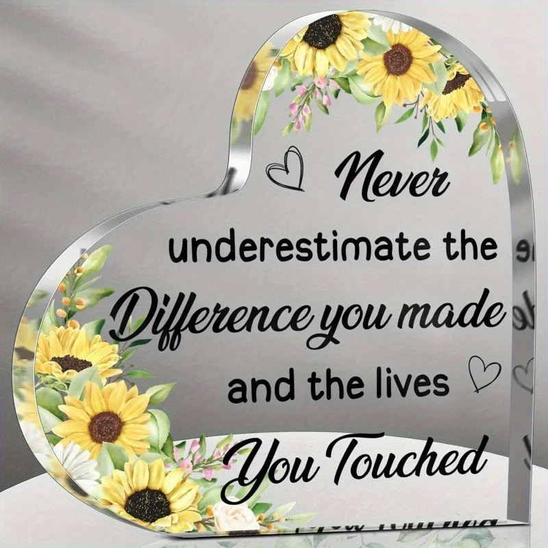 Floral Heart Thank You Gift for Women, Coworkers, Graduation, Farewell, Teacher Appreciation