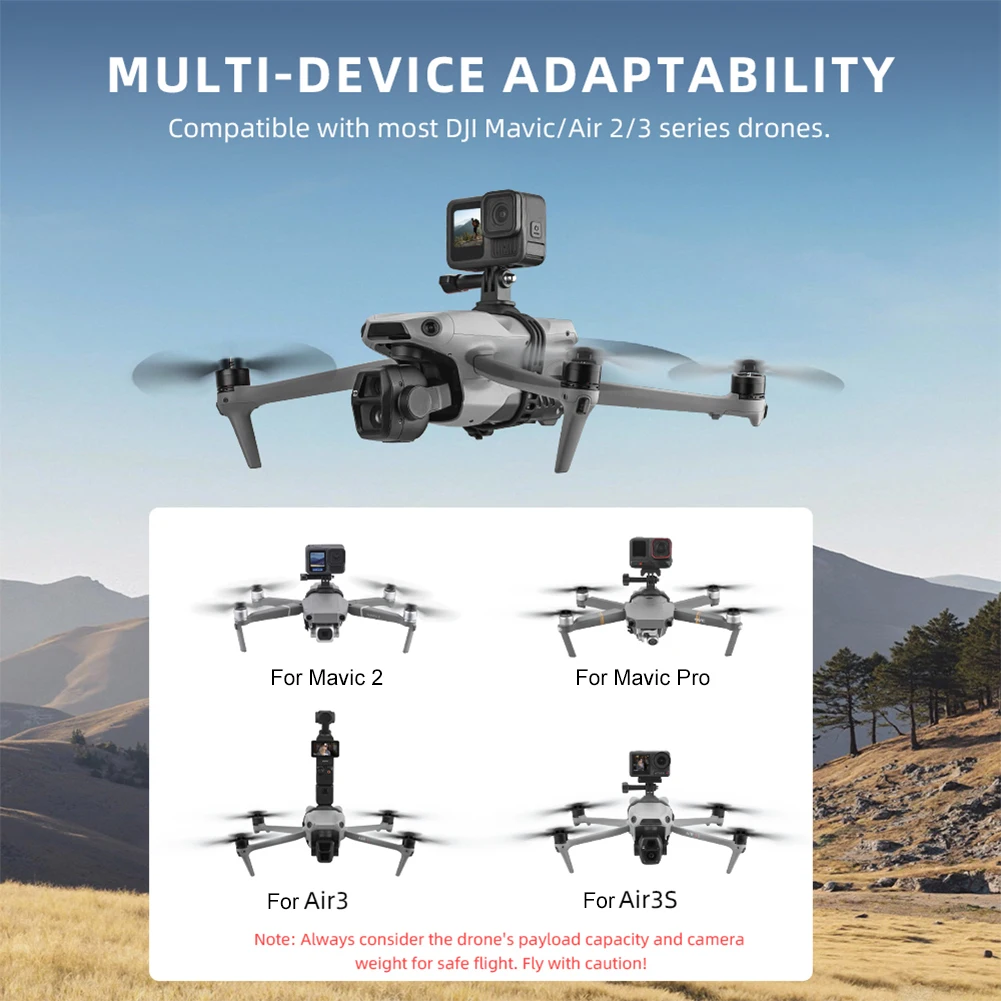 Верхний удлинитель, кронштейн для камеры, резьба 1/4, адаптер для экшн-камеры, базовый ремень, верхний держатель для камеры для DJI Air 2/3S Mavic 2/3Pro