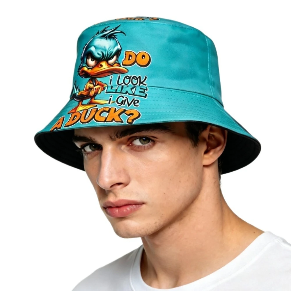 Funny Angry Duck Print Panama Summer Sunscreen Fisherman Cap Student Reversible Bucket Hat Travel Beach Decorate Sun Hats Hiphop