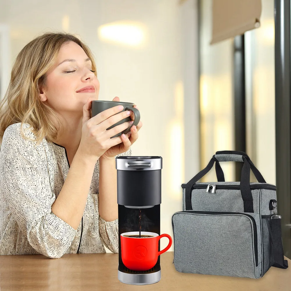 B69C Coffee Maker Bag Single Serve Coffee Brewer Waterproof Storage Bag With Extra Pockets Coffee Machine Storage Bag