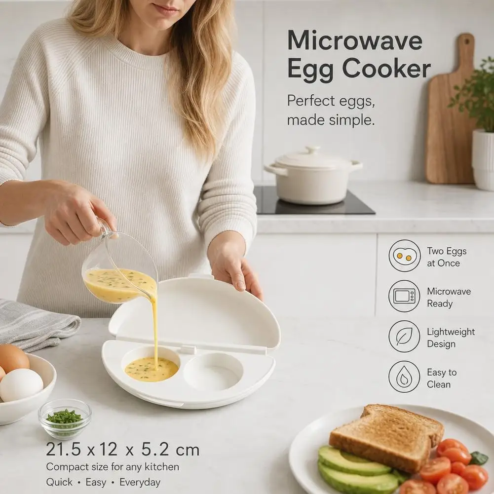 Microwave Fried Egg Box Plastic Poached Egg Breakfast Tool, Quick Non Stick Frying Pan Versatile Folding Lid Design