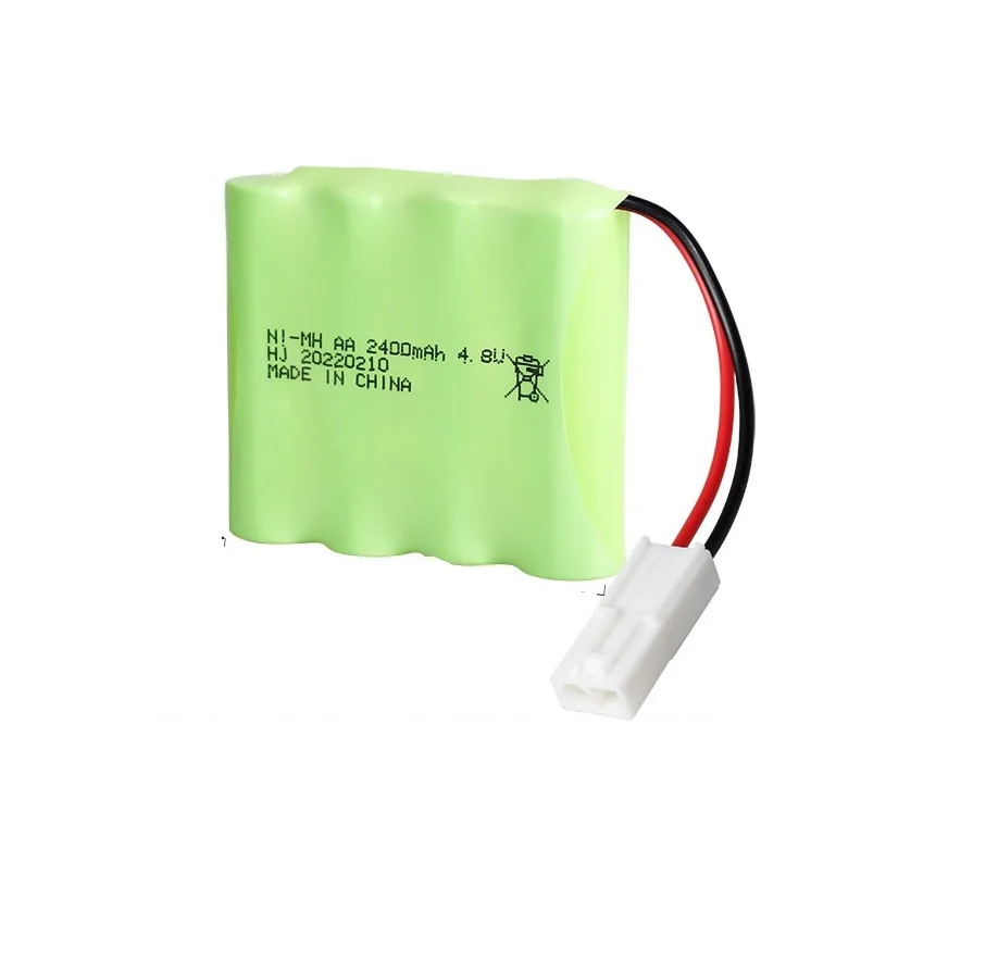 4,8 V 2400 mAh NiMH-Akku + 4,8 V-Ladegerät für Rc-Spielzeug, Autos, Boote, Waffen, Tanks, 4,8 V wiederaufladbare Ni-MH-AA-Batterie