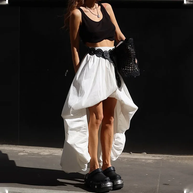 TARUXY Irregular Flower Buds Skirt Women Spring Summer Street Fashion Pure Cotton Midi Skirt Without Belt Female Commuting Skirt