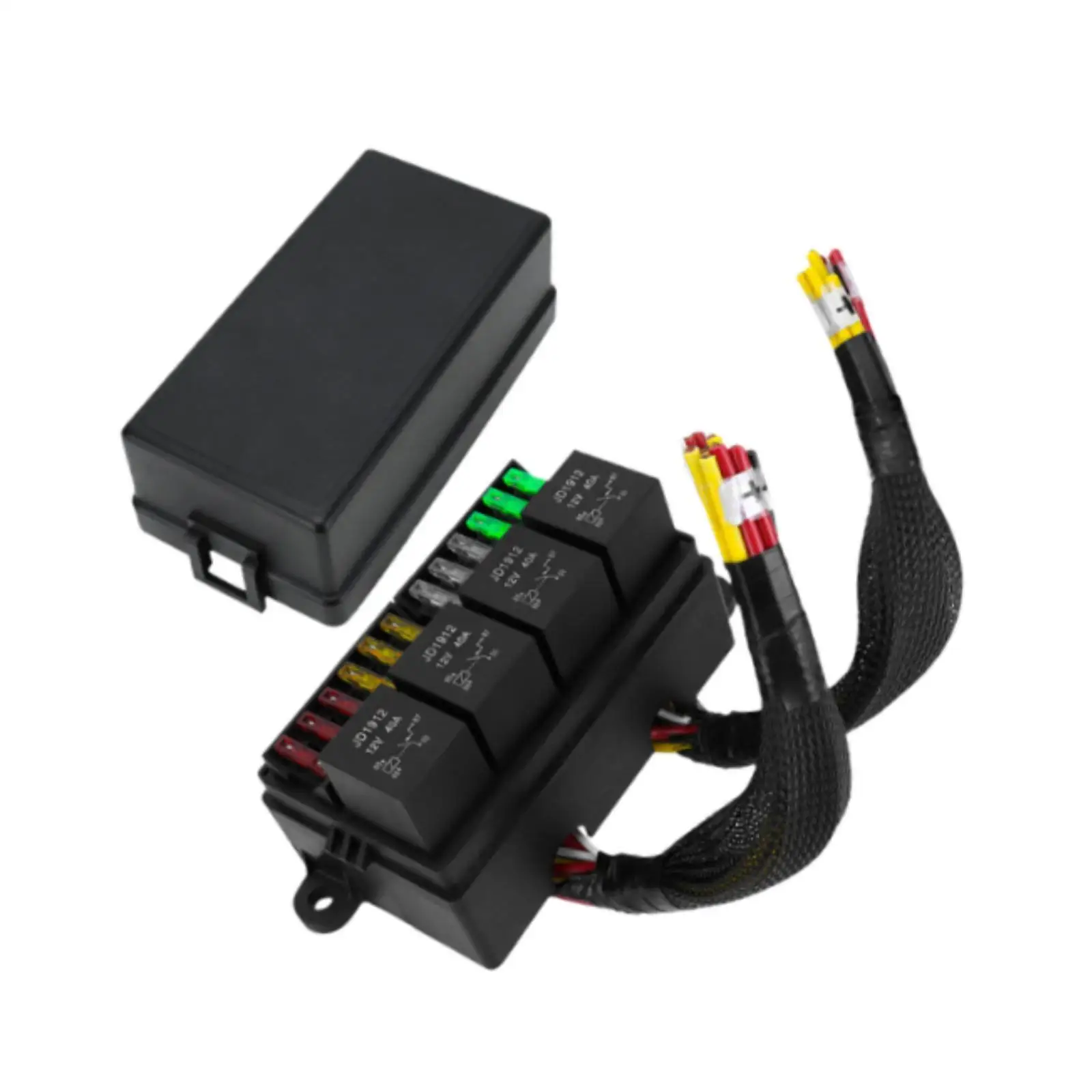 Universal Car Fuse Relay Box Waterproof 4 Relay 12 Way Prewired for Boat RV Marine
