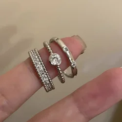 Fashion Contracted Design Women's Ring with Brilliant White Cubic Zirconia Wedding Party Daily Wearable Statement Jewelry Gifts