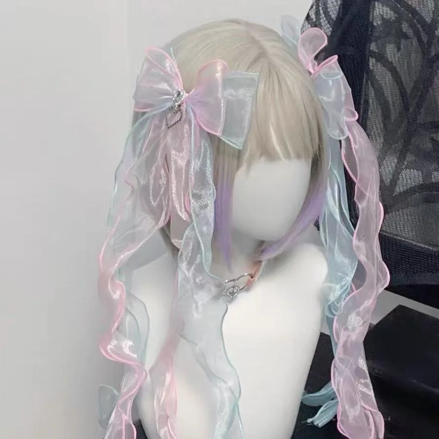 

Розовые и синие аксессуары для волос в стиле Лолита, заколки для косплея, заколки Y2K, японские заколки для девочек, аксессуары Y2K, банты