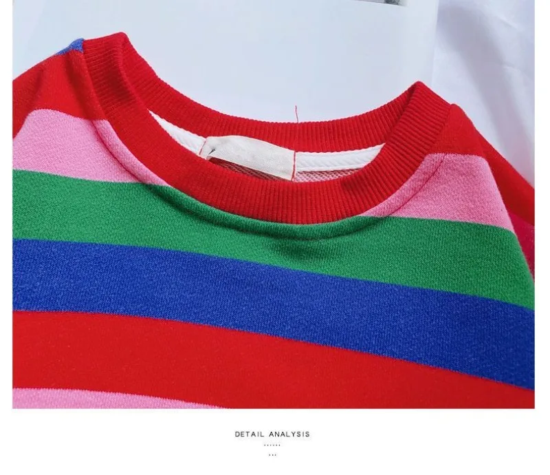 RAISE Herbst Kinder Mädchen Sweatshirts Bunte Gestreifte Kinder Mädchen Pullover Rundhals 2-10 Jahre Kleinkind Mädchen Langarm – Detail 19