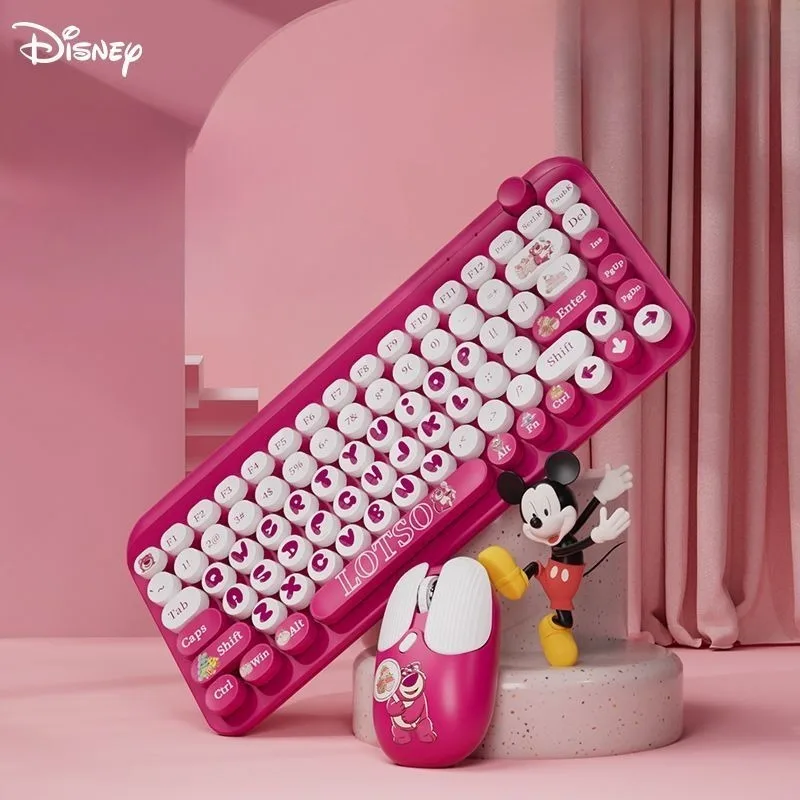 

Disney Toy Story Cartoon Lotso Bluetooth Беспроводная клавиатура и мышь Набор Симпатичная двойная модель Бесшумная девушка Планшет Ноутбук Офис