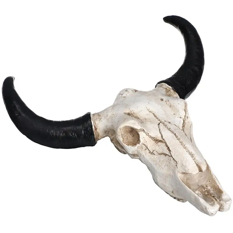 

Figurines Cow Horn Wall Hanging Decoration Resin Crafts Cow Skull Head 3D Wildlife Horns Sculpture Home Decor