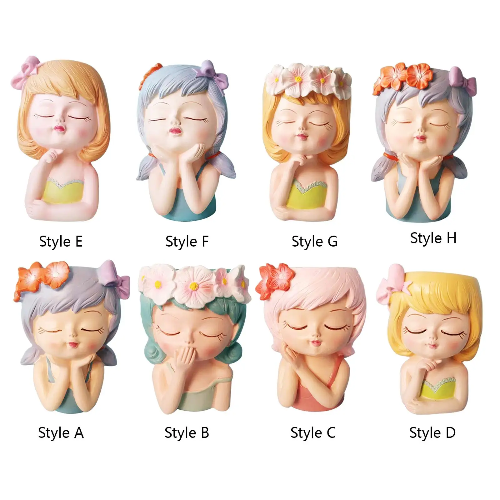 Girl Face of Planter Desk Creative Cartoon Sculpture Home Decorations Bonsai Pot for Drawing Room Kitchen Cabinet Bar Restaurant