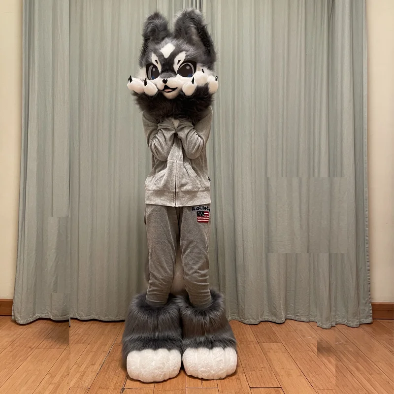 Fursuits رئيس رخيصة الحيوان رئيس زي القط فروي رئيس لطيف الكلب رئيس زي هالوين لعب الأدوار زي Fursuits رئيس كيمونو