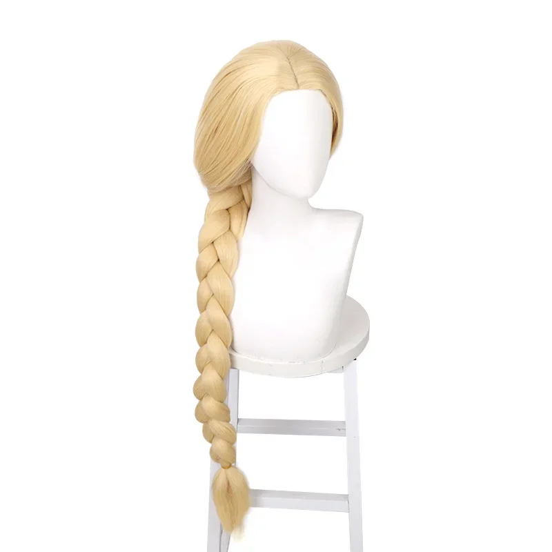 Anime Women Long Wig Rapunzel Tangled Light Blonde Straight Cosplay Hair big braid for women party Wig Accessories