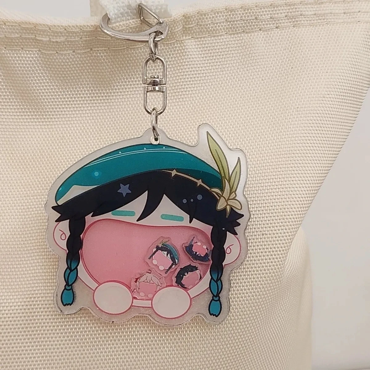 Genshin Impact Venti Xiao Scaramouche Kaedehara Kazuha Cute Cartoon Big mouth Shake Keychain Kawaii Toy Backpack Pendant Gifts