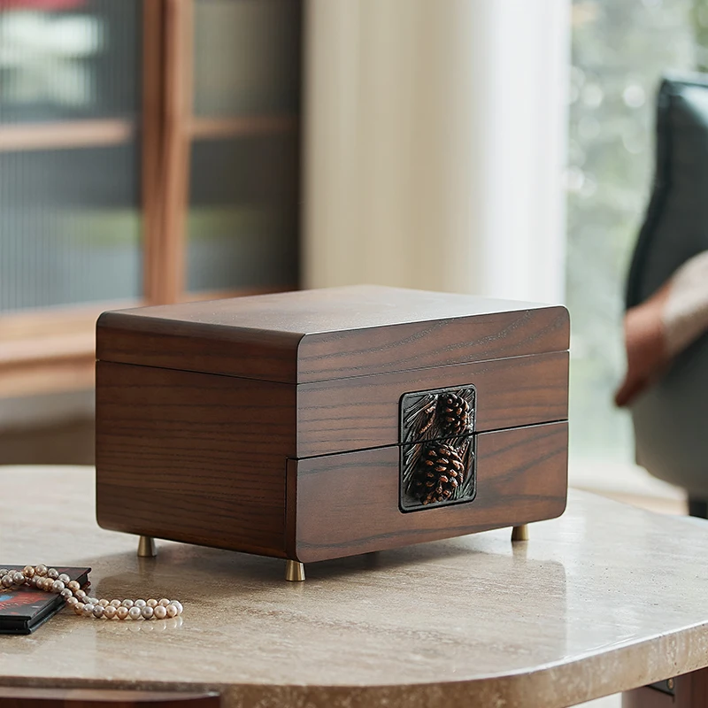 

Earrings Earrings Necklace Solid Wood Jewelry Storage Box Jewelry Box Large Capacity Organizing Box