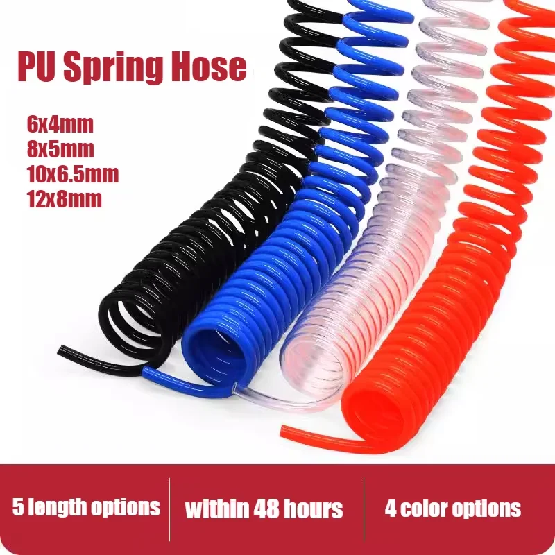 8x5mm High-Pressure PU Spring Coiled Air Hose Flexible Spiral Tube for Air Compressor/Pump Dust Blow Gun Automotive Repair